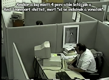 Animált kép egy irodai dolgozóról, aki épp elhagyja az irodát.